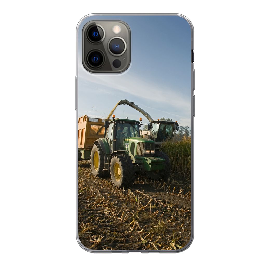 MuchoWow Handyhülle Schutzhülle Hülle für iPhone 13 Pro Traktor - Anhänger - Mais - Grün - Landleben Silikon Softcase Handy Hülle - Handy-...