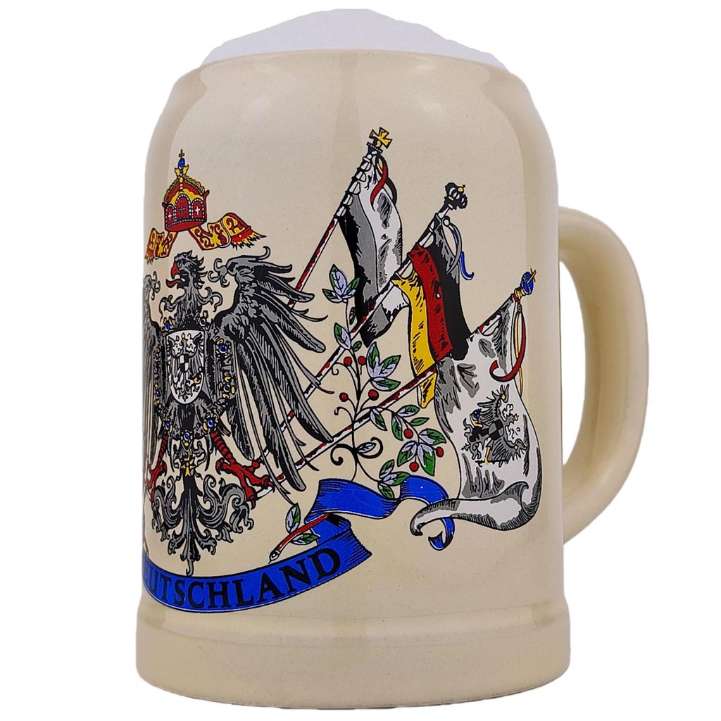 Bierkrug mit Deutschland-Motiv 0,5L – Klassischer Steinkrug – Beer Mug Geschenk für Papa Männer Geburtstag Bierfest (Natur)