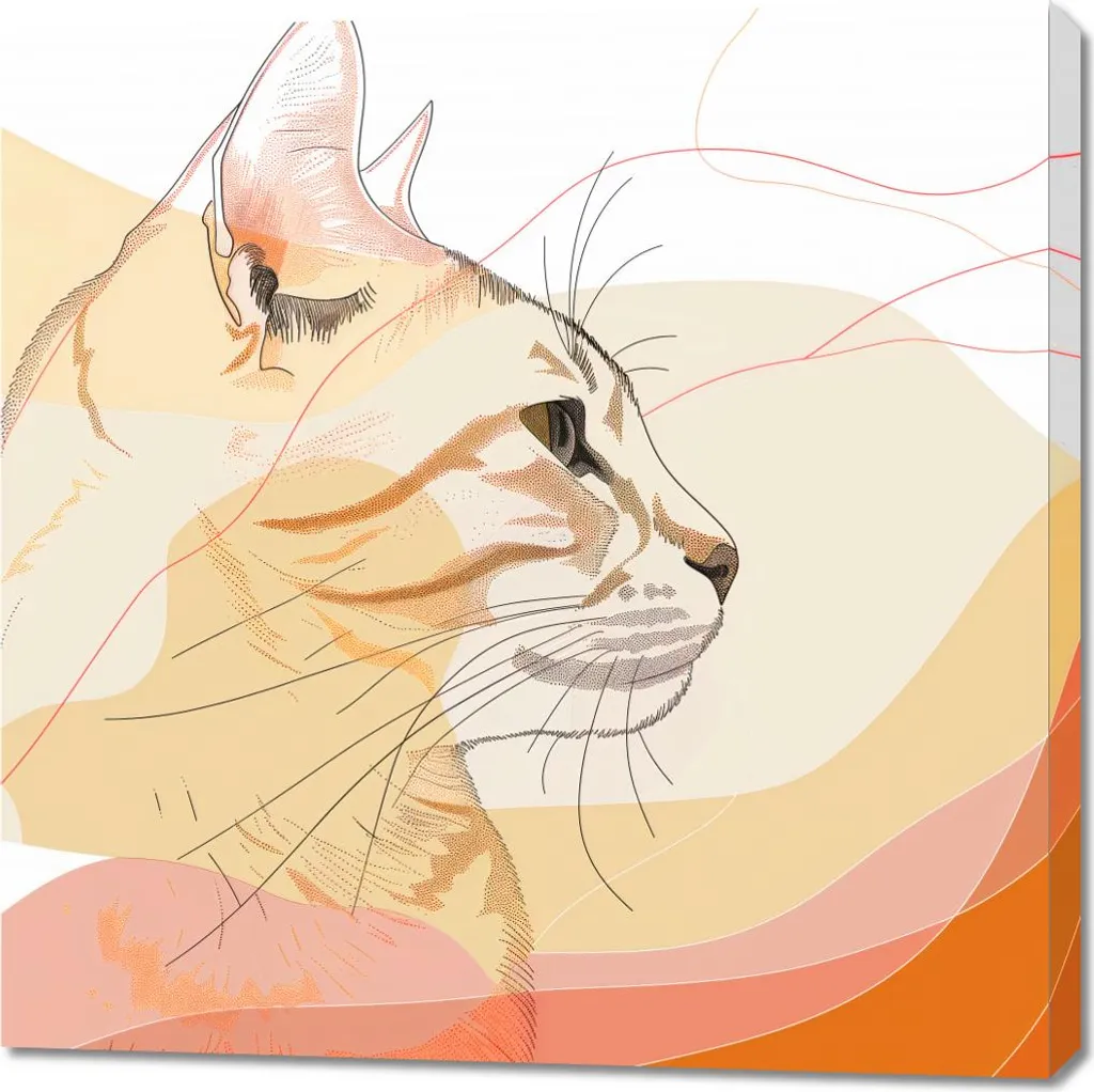Tableau moderne 90 x 90 chat profil délicat : toile déco murale noir/blanc