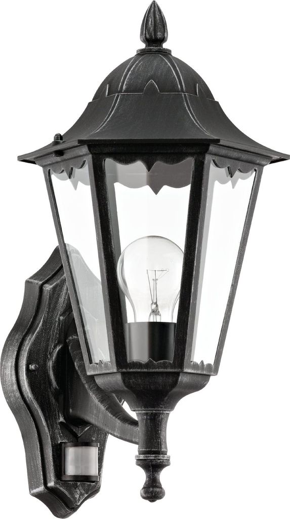 NAVEDO Wand-/Deckenleuchte Lampe Beleuchtung - L20 x H42,5 x AL28,5 cm - schwarz, silber-patina - IP44