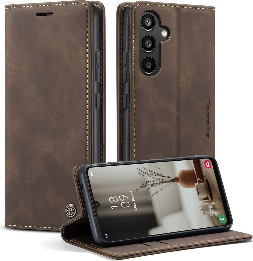 Cover Samsung A34 5G Portafoglio Pelle - Business Case Magnetico Caffè