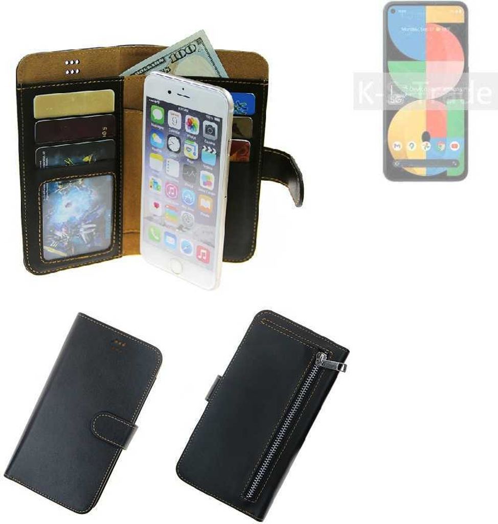 K-S-Trade Schutz Hülle kompatibel mit Google Pixel 5a Klapphülle Case Phone cover Slim Handytasche Handy Hülle schwarz aus Kunstleder (1 Stk)