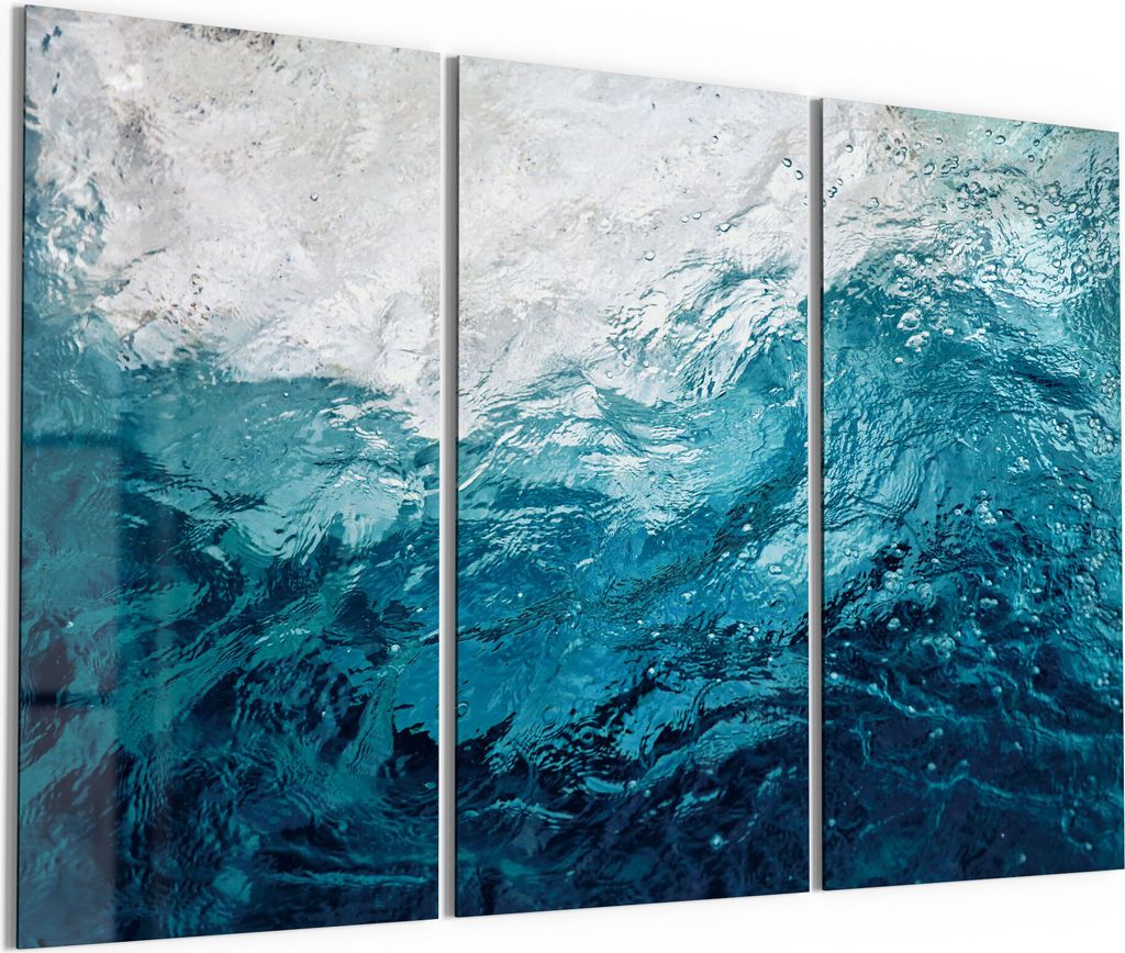 DEQORI Glasbild Echtglas 3x50x100 cm 'Blick durch Wellen' Wandbilder XXL groß