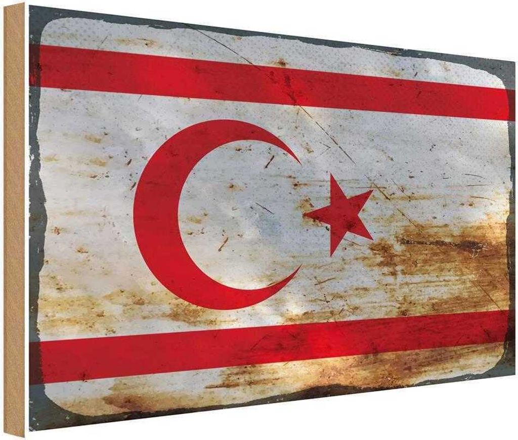 vianmo Holzschild 12x18 cm Nordzypern Rost Flagge Fahne Wappen