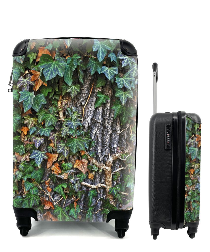 MuchoWow Koffer Handgepäck Trolley Rollkoffer Kleine Reisekoffer mit 4 Rollen - Eine bunte Hedera wächst auf einer dicken Eiche - Cabin Size < ...