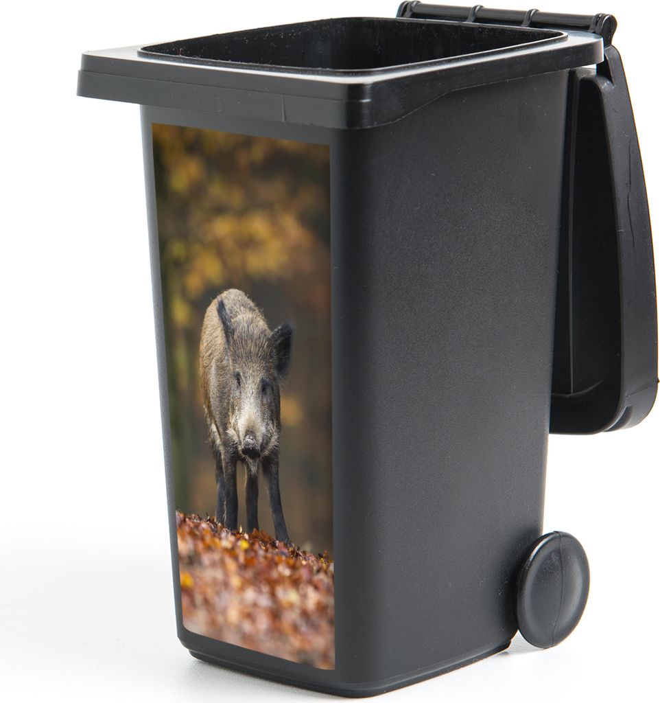 MuchoWow Mülltonnenaufkleber Wildtier - Wald - Herbst 44x98 cm - Containeraufkleber - Aufkleber - Mülltonnen-Aufkleber