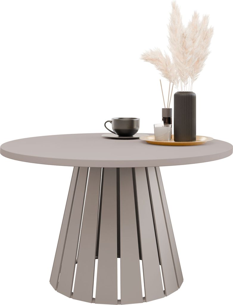 MIRJAN24 Couchtisch Circolo Cashmere, Wohnzimmer Kaffeetisch, Beine und Seiten aus Stahl (Farbe: Cashmere / Cashmere)