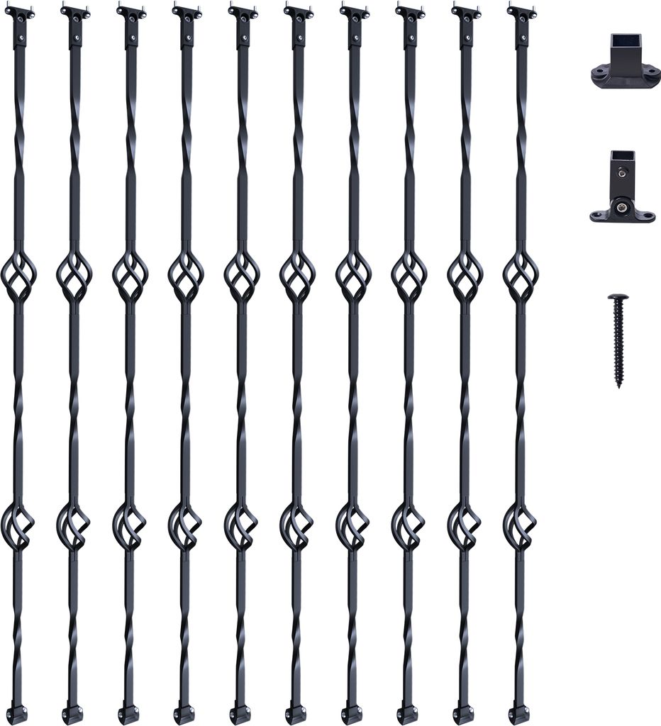 VEVOR Treppengeländer aus Metall, 56 x 56 x 1122 mm dekorative Geländerspindeln aus verzinktem Stahl, 10er-Pack Geländer mit hohlen Doppelkörbe...