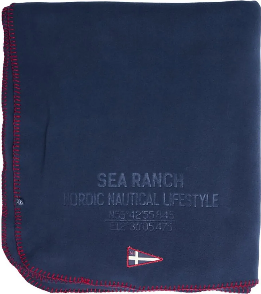 Couverture Sea Ranch Bleu Mer Taille Unique en Coton Doux de Qualité