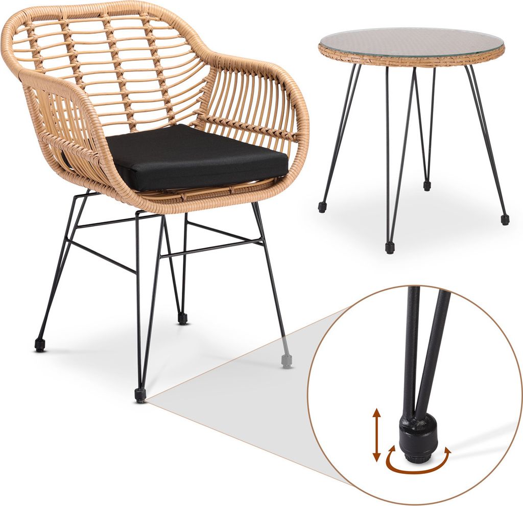 CASARIA® Balkonset 3 teilig 5cm Auflagen Wetterfest 5mm Produktbild 4