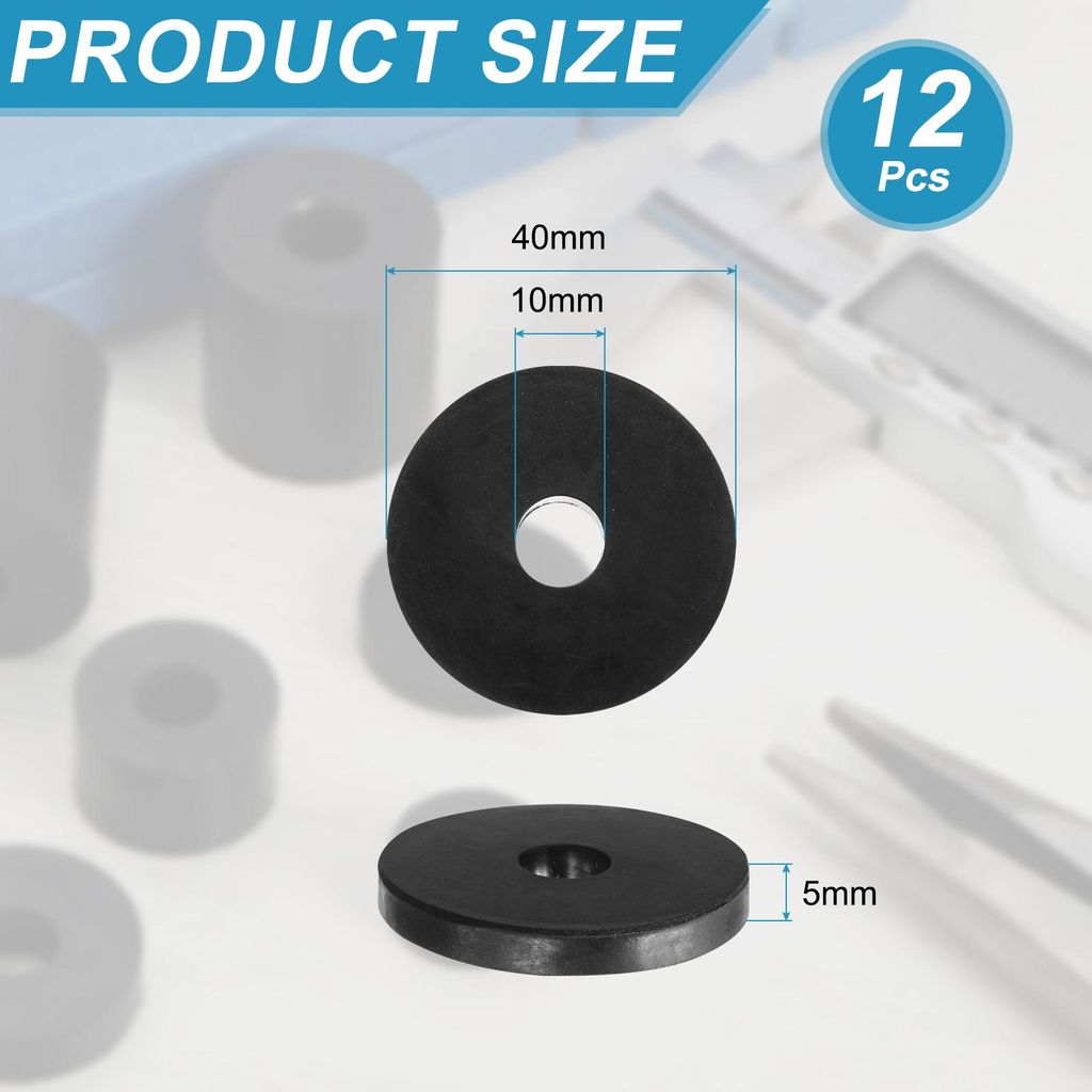 12 Stš¹ck Gummi Unterlegscheiben Gummi Abstandshalter Gummispacer Schwarz Distanzhš¹lsen 40mm Au?endurchmesser x 10mm Innendurchmesser x 5mm H?...