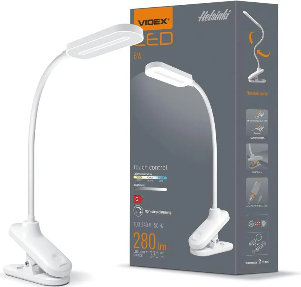 Anti-fatigue Oculaire : Lampe de bureau LED Helsinki Blanche Dimmable Videx
