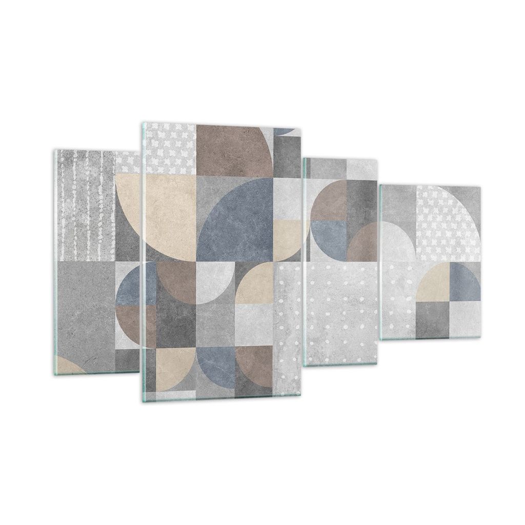 Bilder auf glas - 4 Teile - Geometrie Kunst Stein - Produktbild 