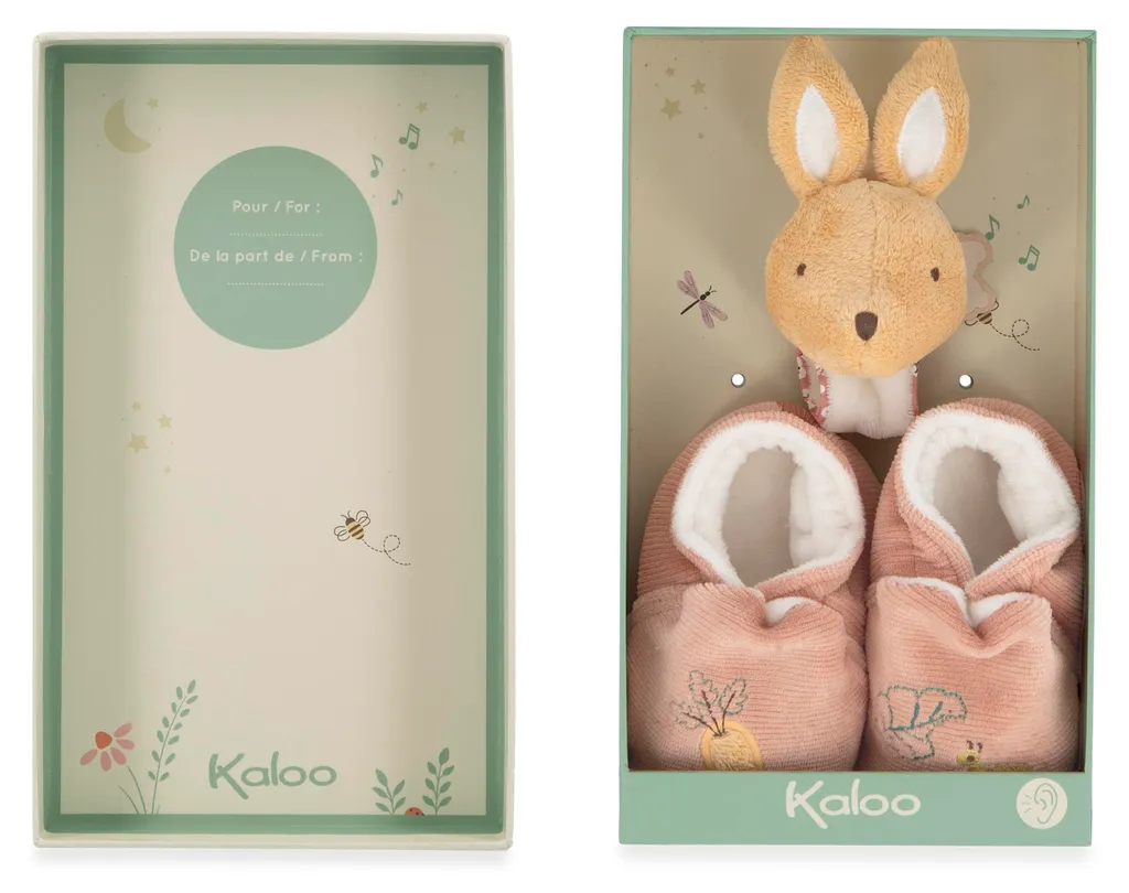 Chaussons et Bracelet à Grelots Bébé Kaloo Lapin - Cadeau Naissance