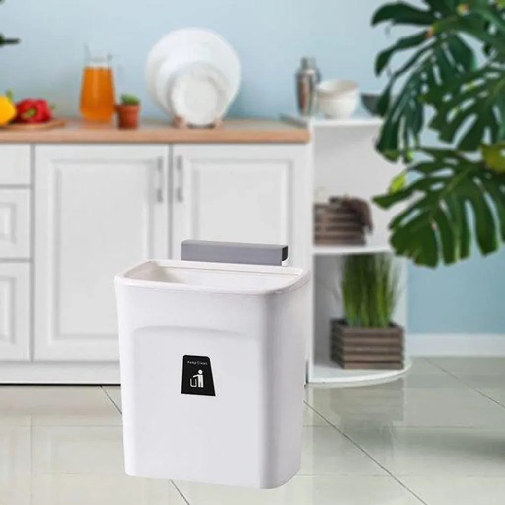 Poubelle de cuisine suspendue avec couvercle hermétique, format compact 12L