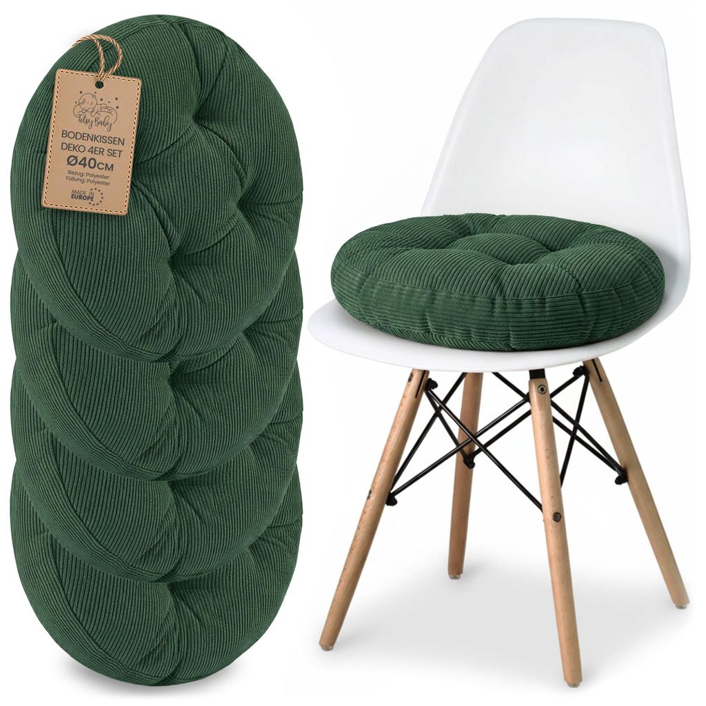 Sitzkissen Rund 40 cm 4er Set aus Cord Stuhlkissen Produktbild 