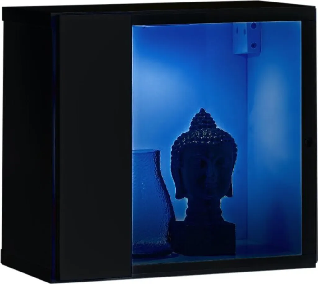 Vetrinetta Pensile Nera RIONATA 10: Arredo Moderno con Vetro e Luci LED - 2
