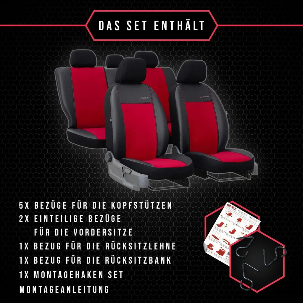 Fodere Auto Universali Fiat Marea - Rosso Racing - Kit 9 Pezzi - 18