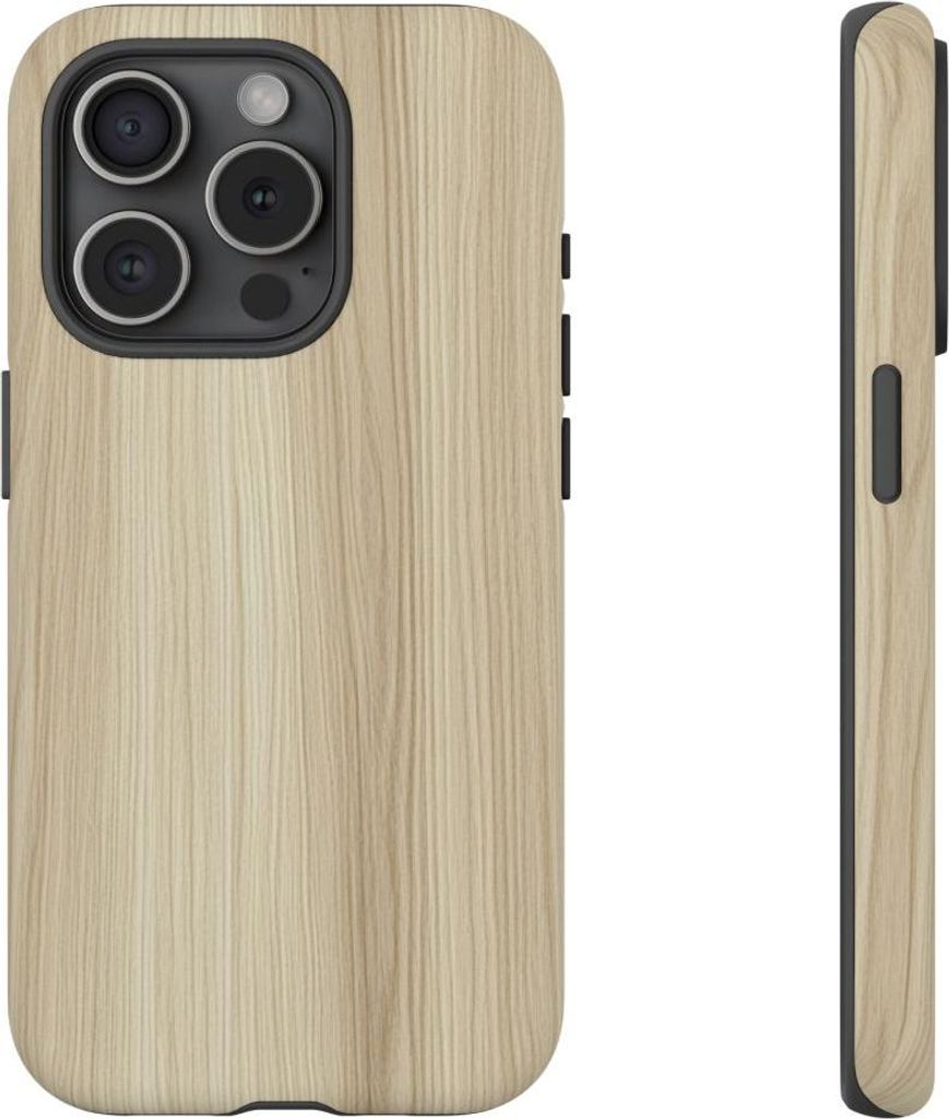 Minimalistisches helles Holzdesign – Handyhülle kompatibel mit iPhone 15 Pro