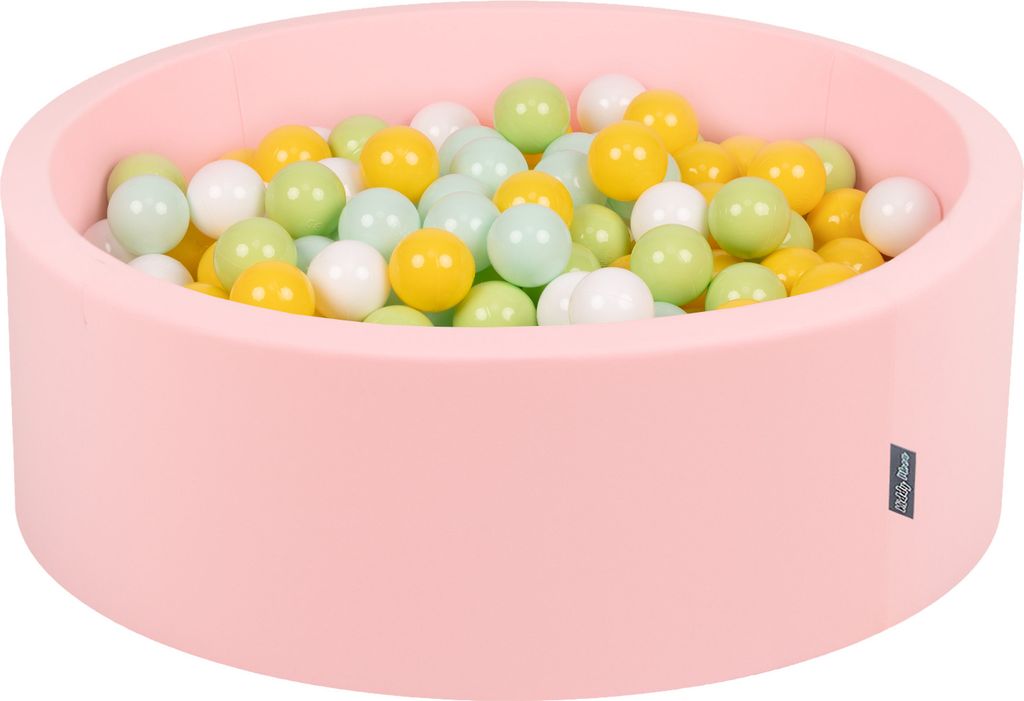 KiddyMoon Bällebad 90x30cm 200 Bälle ∅7cm Rund Bällepool Mit Bunten Bällen Für Babys Und Kinder