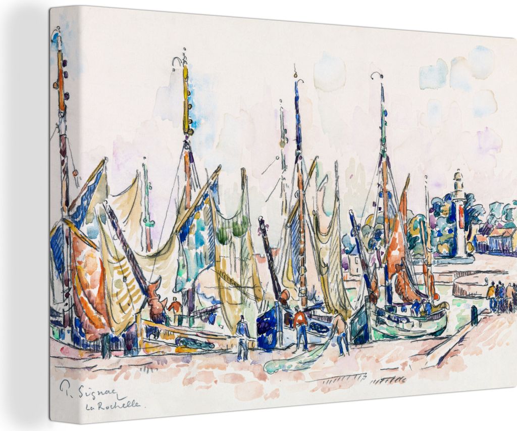 OneMillionCanvasses - Leinwandbilder - 140x90 cm, La Rochelle - Gemälde von Paul Signac, Wandbilder Kunstdruck Wanddekoration - Foto auf Leinwan...