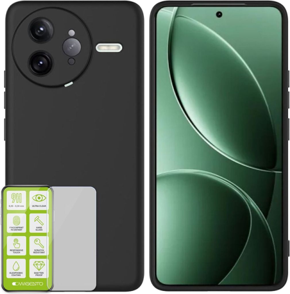 Für Xiaomi Poco F7 Ultra Silikon TPU Schutz Handy Hülle Cover Schwarz + H9 Hart Glas Folie