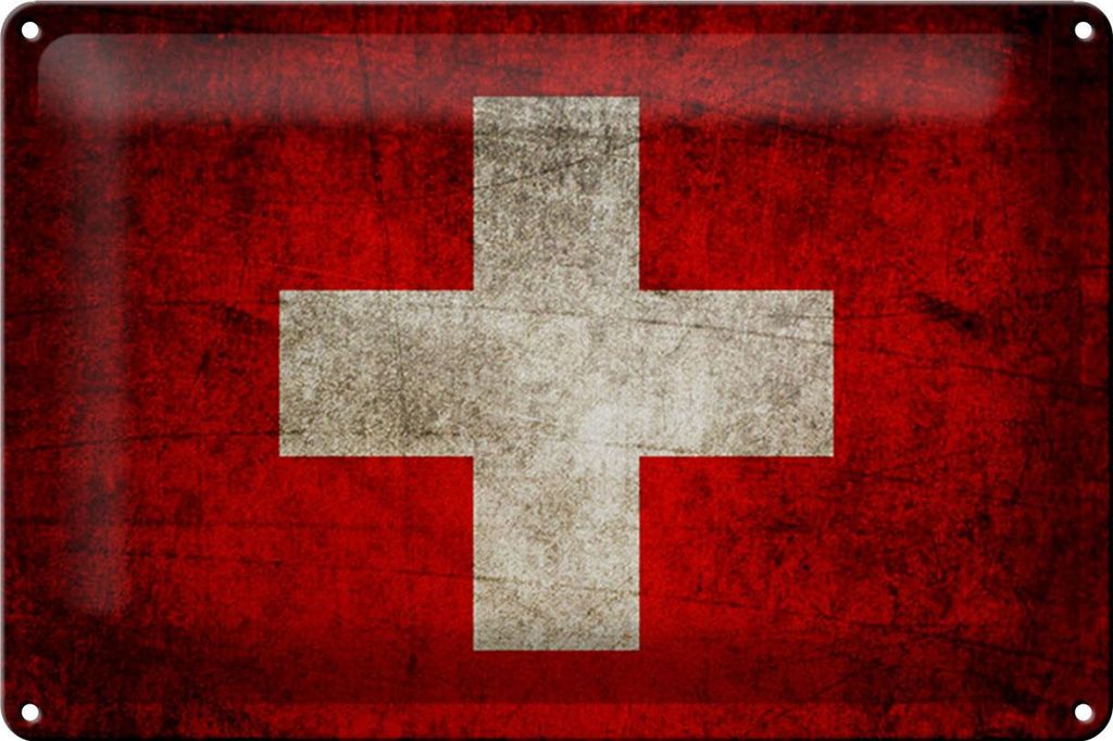 Blechschild Flagge Schweiz, 30 x 20 cm, Blechschilder Fahne Produktbild 