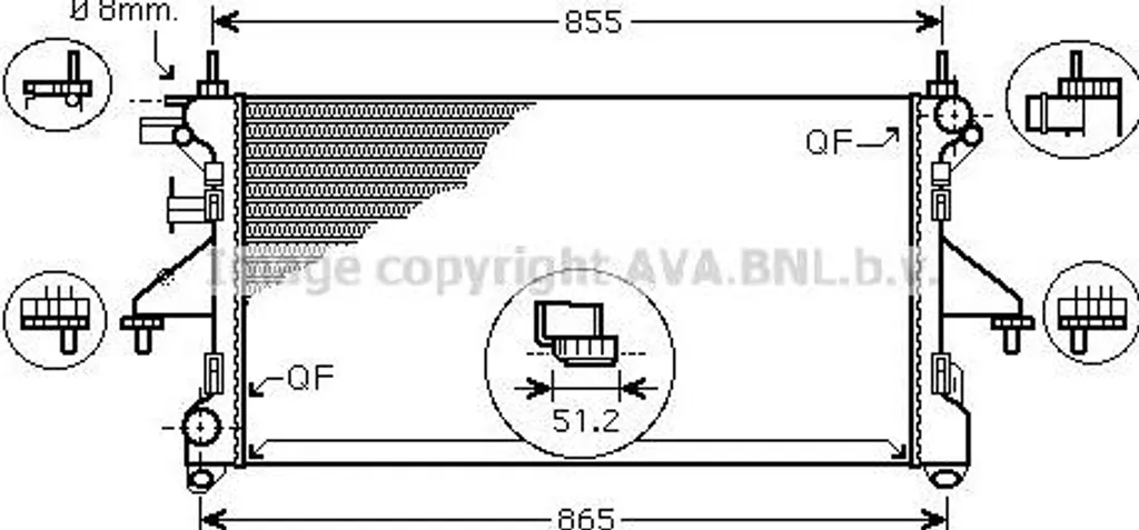 Radiateur AVA FTA2399 en aluminium haute résistance - OE 1330X6