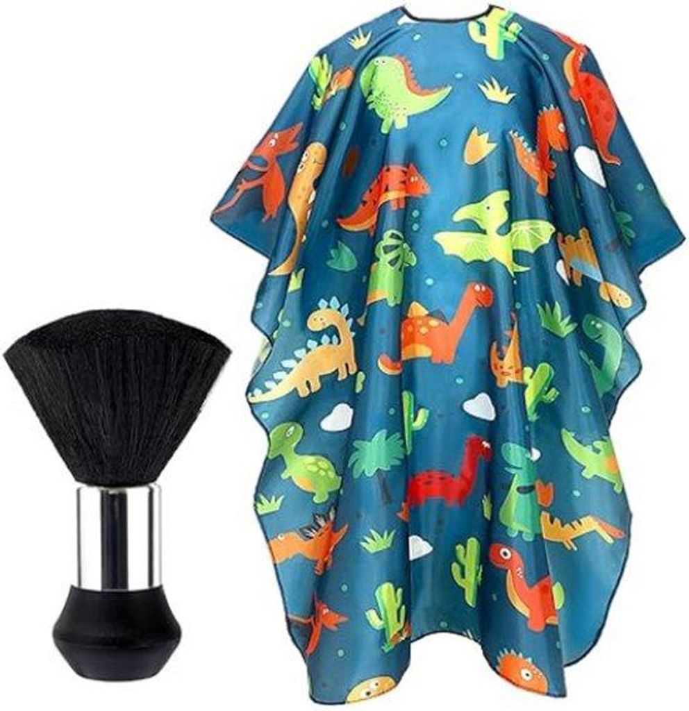 Professionelle Frisekappe mit dinosauren Druck - Verstellbare Frisekappe mit elastischer Kragenband, inklusive Stoffbürste, für Kinder geeignet, ...