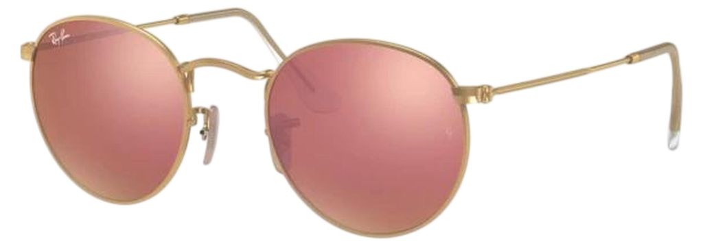 Ray-Ban ROUND FLASH LENSES, Erwachsener, Uni, Rund, Gold, Nicht-polarisierte Linse, Metall