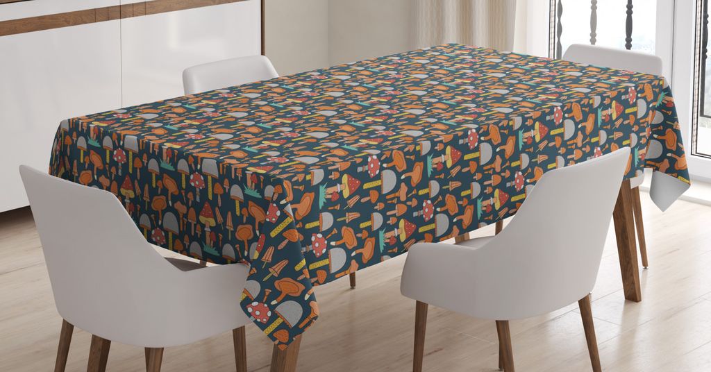 ABAKUHAUS Pilze Tischdecke, Lustige Formen und Blots, FÃ1/4r den Inn und Outdoor Bereich geeignet Waschbar Druck Klar Kein Verblassen, 140 x 170 c...
