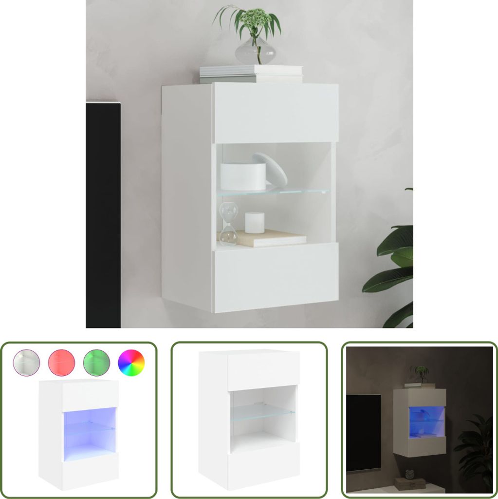 The Living Store TV-Wandschrank mit LED-Leuchten Weiß 40x30x60,5 cm