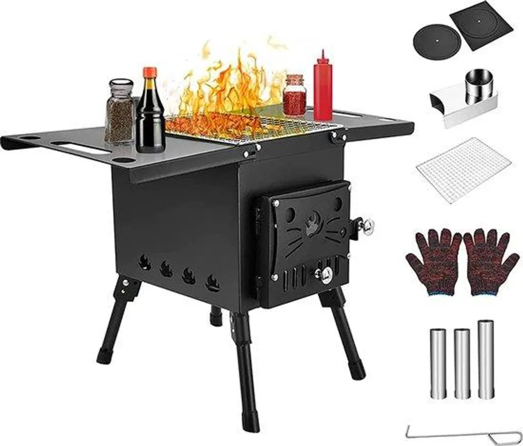 Cuisine de camping à gaz avec allumage piézo et mallette de transport