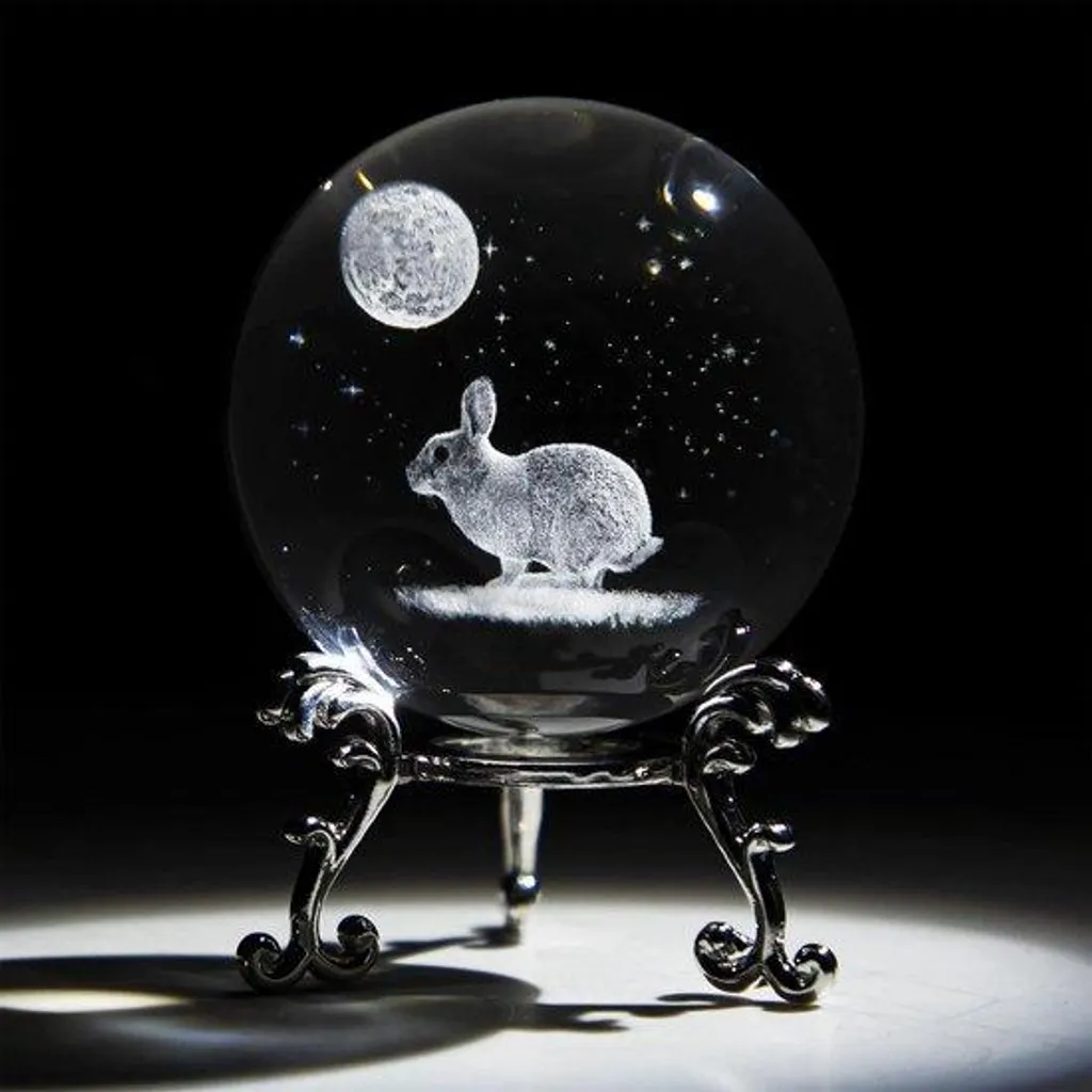 Boule en verre cristallin 60mm argent avec gravure laser artistique