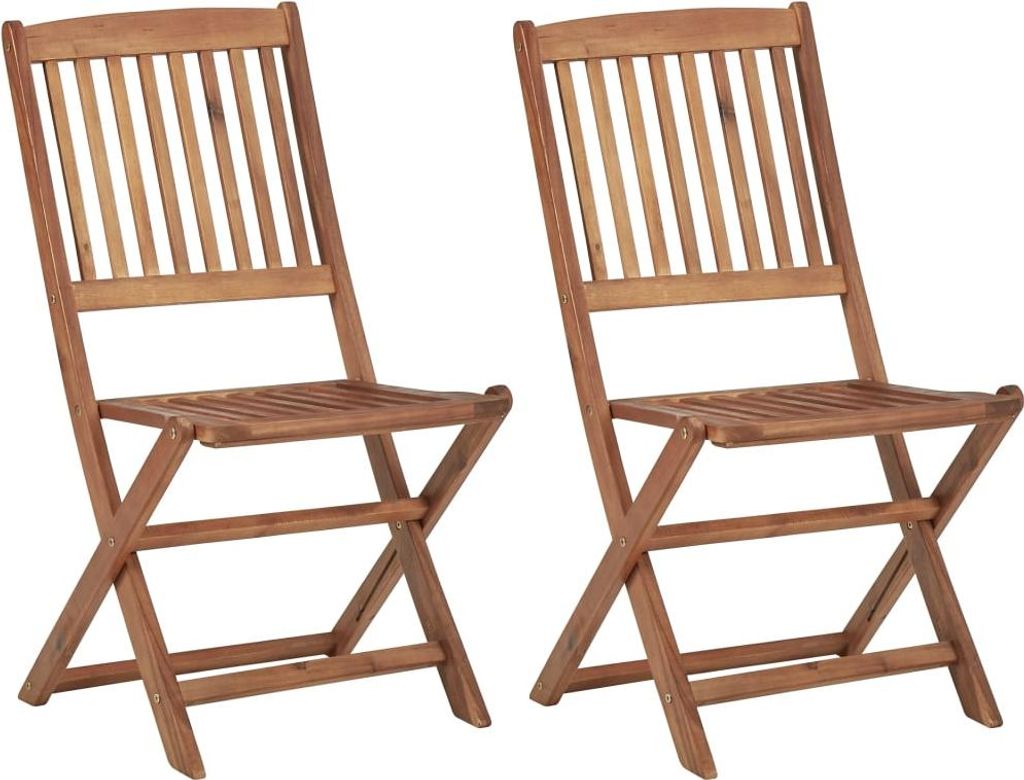 vidaXL Klappbare Gartenstühle 2 Stk. mit Kissen Massivholz Akazie