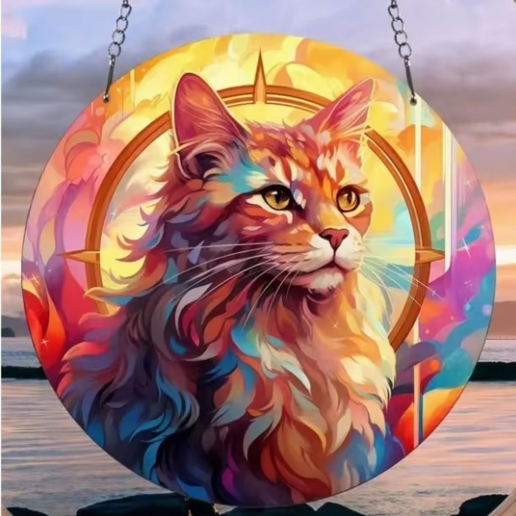 Łapacz Słońca - Cat/Typ4 witrażowy styl KP31540 Zdjęcie produktu 