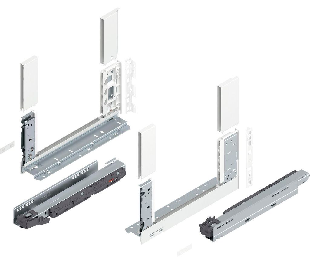 Blum Legrabox free H C Schubladenschienen Set | 1 Paar, 40kg 350mm | Tip On Vollauszug, seidenweiß