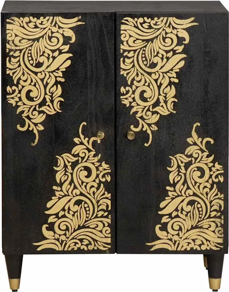 vidaXL Madia Nera Legno Mango 60x33x75 cm - Mobile Soggiorno Robusto
