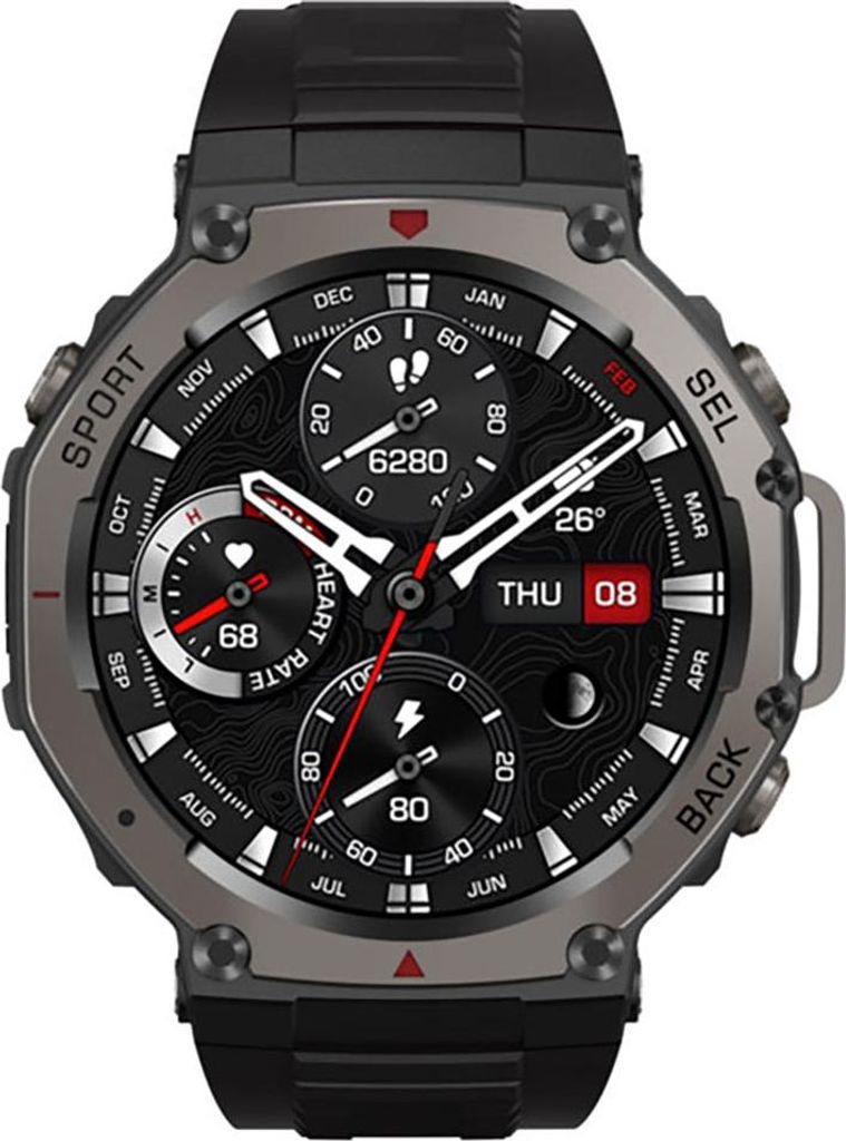 Avizar, Sport Smartwatch Ascension GPS AMOLED Display Wasserdicht, Schwarz