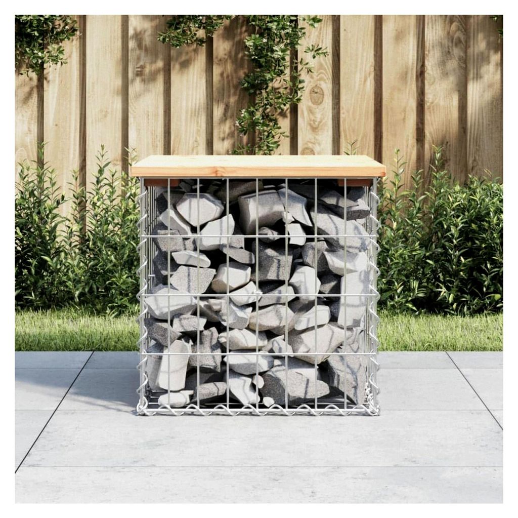Sitzgelegenheit für den Außenbereich - Gartenbank im Gabion-Design, 43x44x42cm, aus massivem Kiefernholz