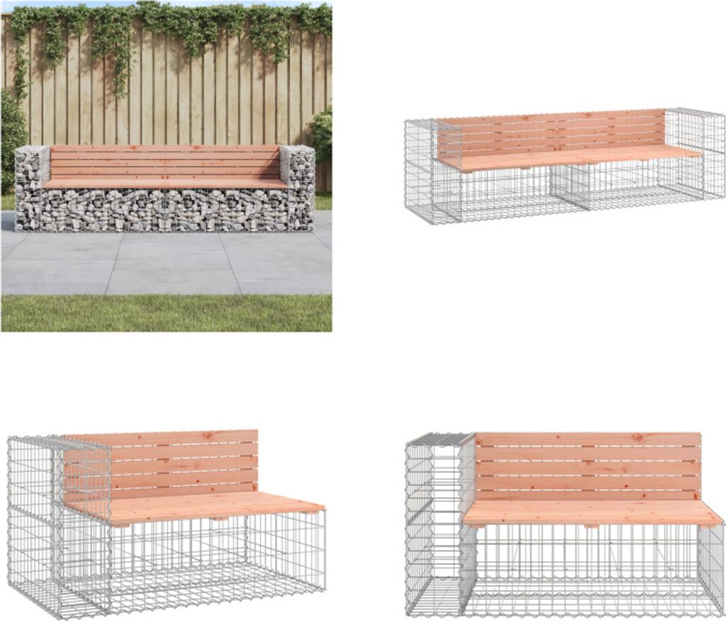 vidaXL Gartenbank aus Gabionen 244x71x65,5 cm Massivholz Douglasie - Gartenbank - Gartenbänke - Outdoor Bank - Außenbank