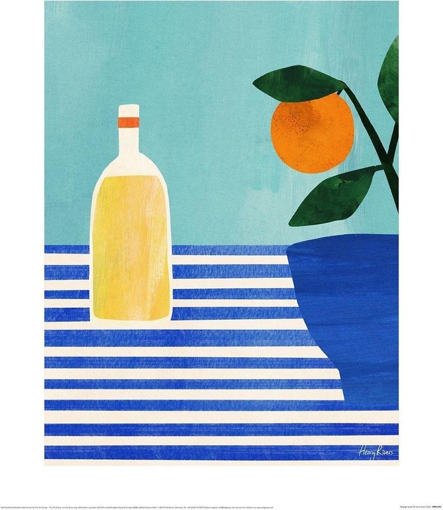 Henry Rivers - bedruckt "Orange Juice" PM10428 (40 cm x 30 cm x 0,21 cm) (Blau/Weiß)