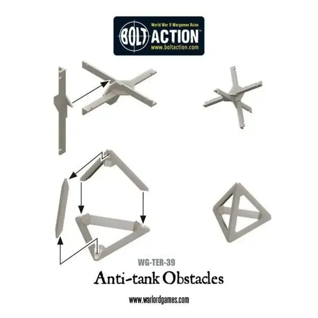 Accessoires de décor militaire : boîtes d'obstacles antichars en pack - 2