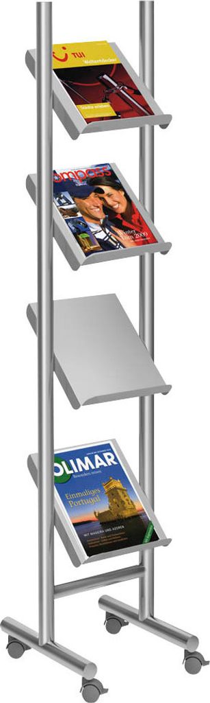 Kerkmann Prospektregal Praktica silber DIN A4 4 Fächer 31,0 x 35,0 x 155,0 cm, 1 St.