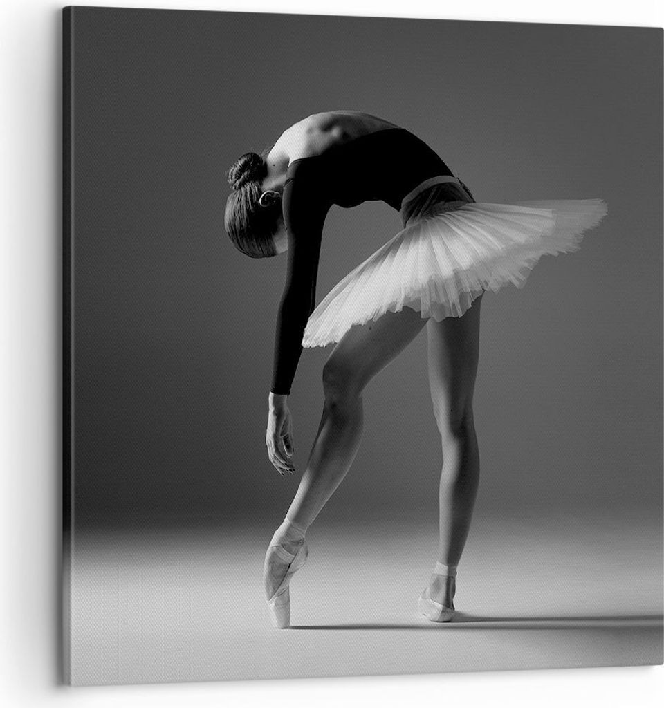 Bild auf Leinwand - Leinwandbild - Einteilig - Ballerina Figur Schwarz und Weiß - 60x60cm - Wand Bild - Wanddeko - Wandbilder - Leinwanddruck - Bi...