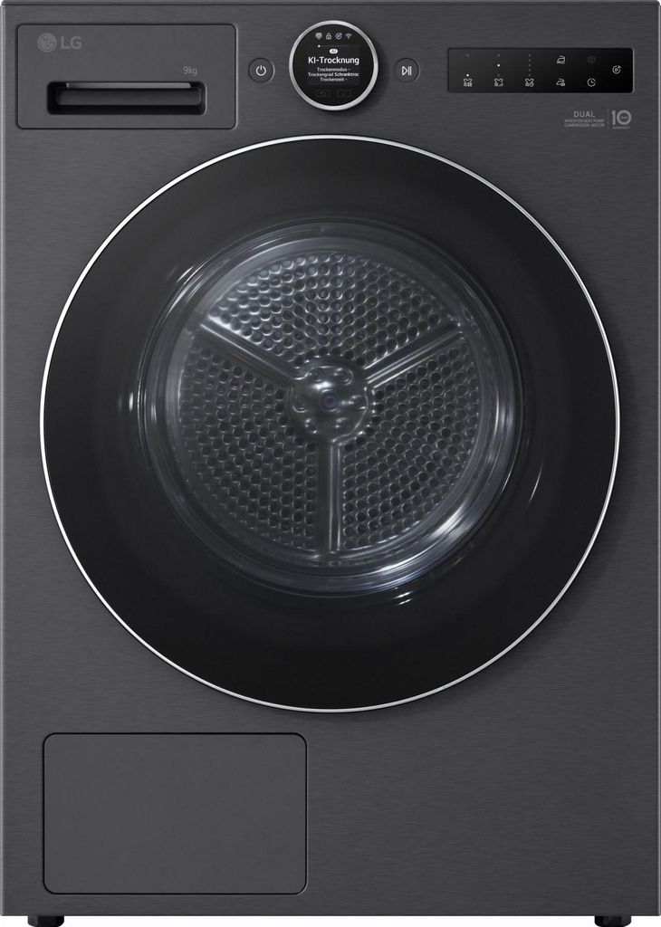 LG RT90X8B, Freistehend, Frontlader, Wärmepumpe, Schwarz, Produktbild 