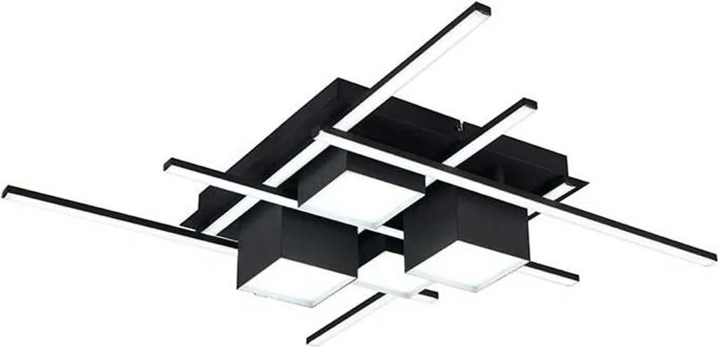 Plafone LED, nero opaco, telecomando, L 70 cm