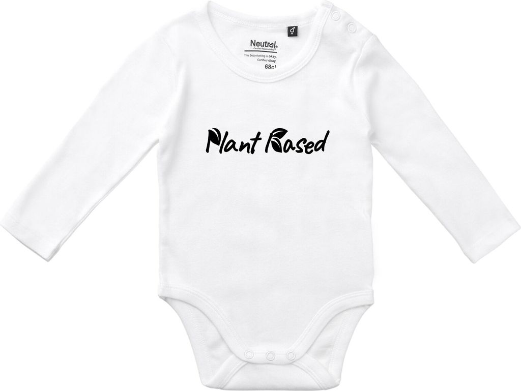 Huuraa Baby Body Plant Based Blätter 68 White Baumwolle Fairtrade Langarmbody Geschenkidee