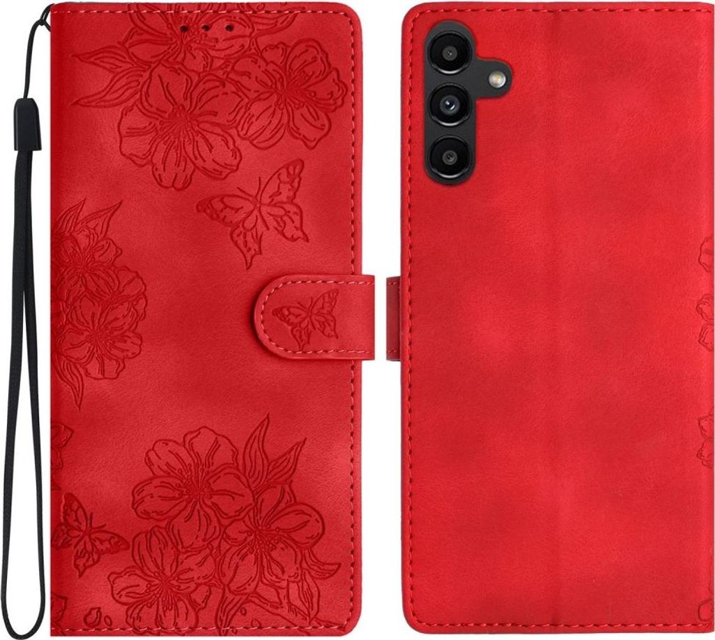 Samsung Galaxy A16 5G Hülle - Coverup Flowers & Butterflies Klapphülle - Rot