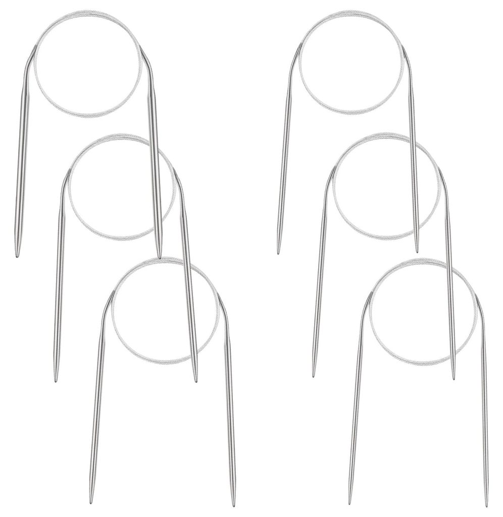 Lot de 6 aiguilles à tricoter circulaires en acier Image du produit 